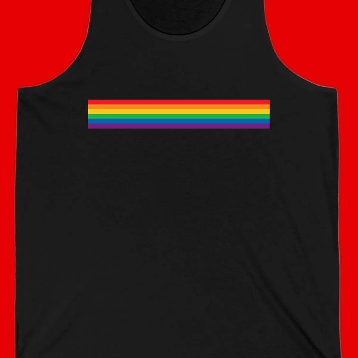 Rainbow pride flag with six horizontal stripes in red, orange, yellow, green, blue, and purple colors