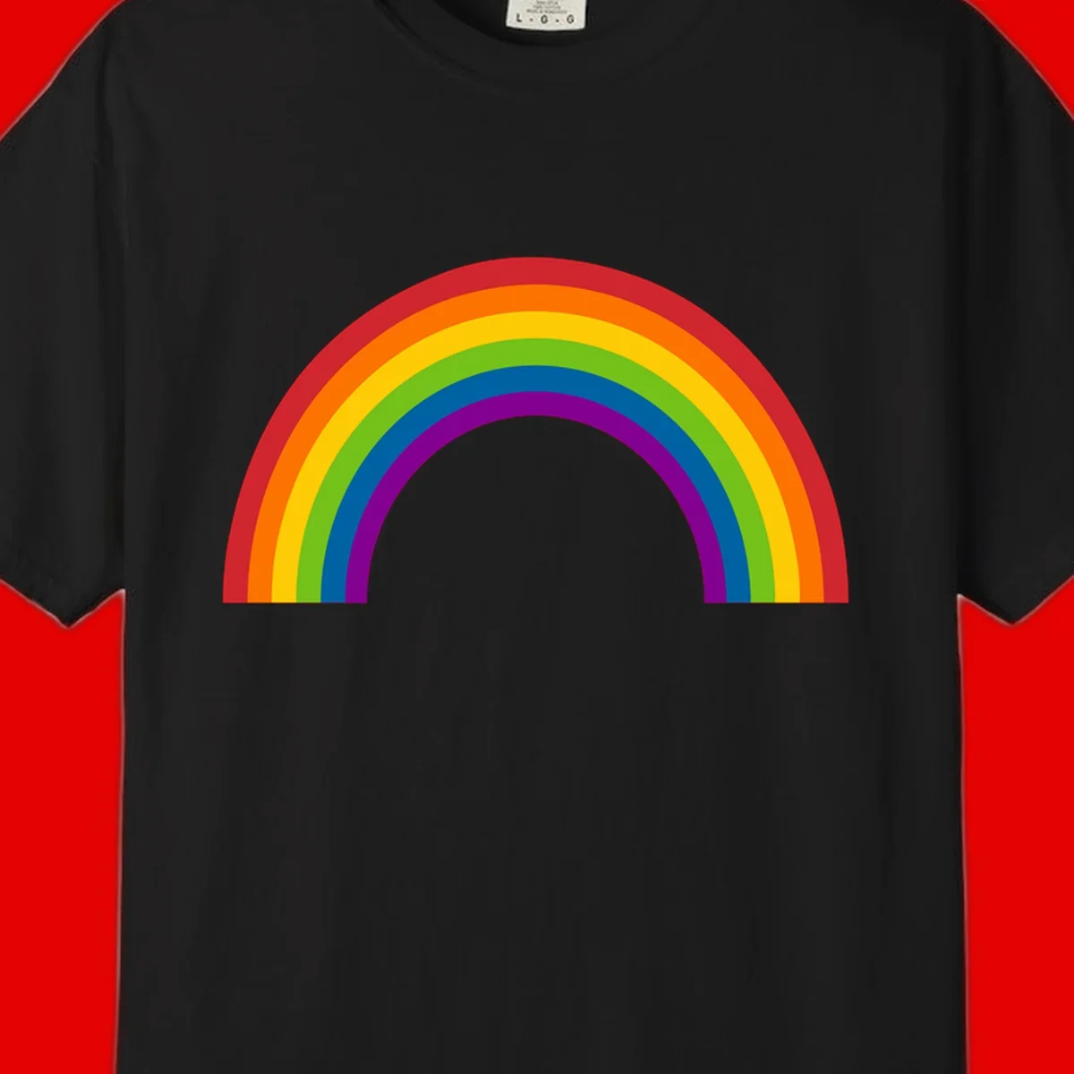 Classic pride rainbow arc with seven vibrant colored stripes in concentric semicircles