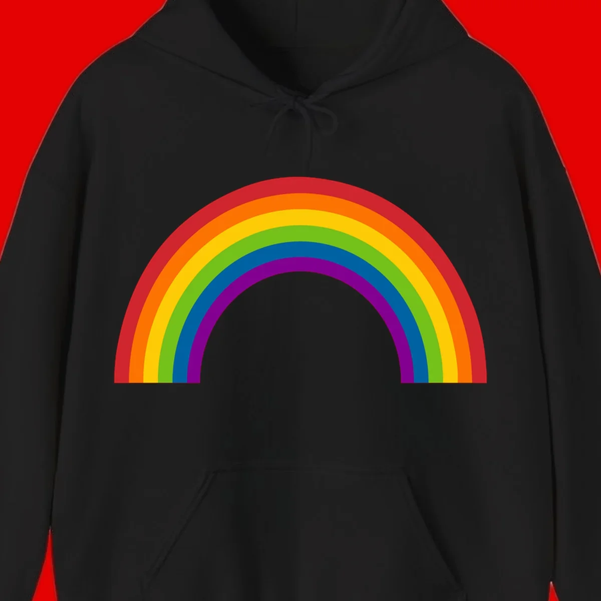 Classic pride rainbow arc with seven vibrant colored stripes in concentric semicircles