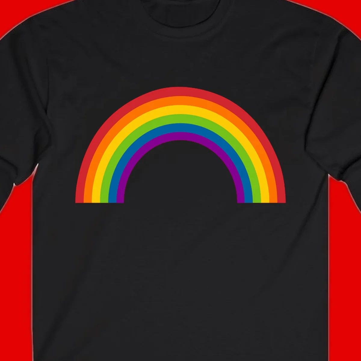 Classic pride rainbow arc with seven vibrant colored stripes in concentric semicircles