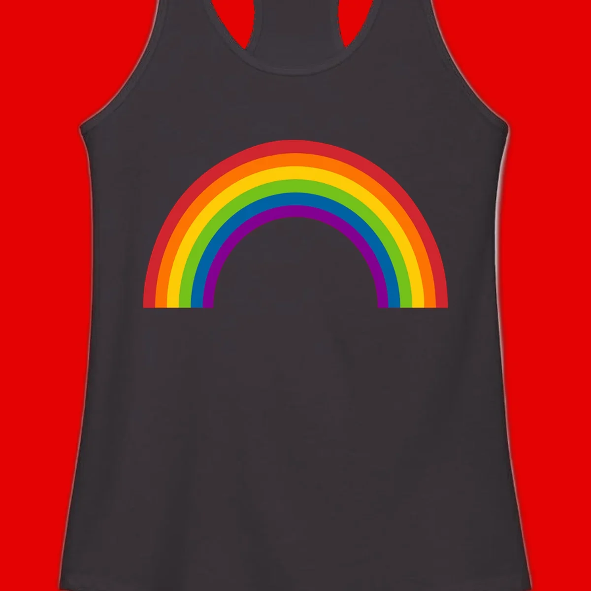 Classic pride rainbow arc with seven vibrant colored stripes in concentric semicircles