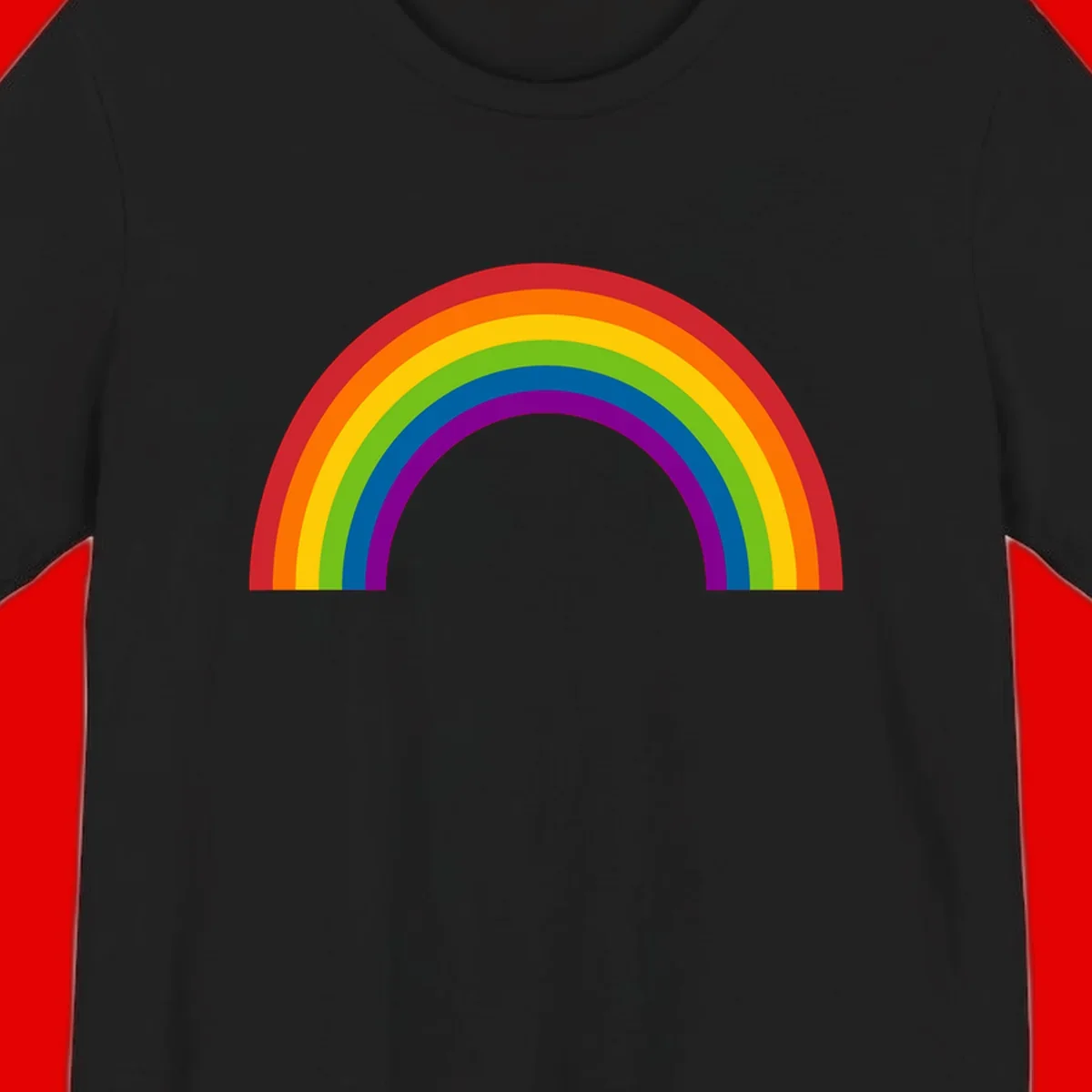 Classic pride rainbow arc with seven vibrant colored stripes in concentric semicircles