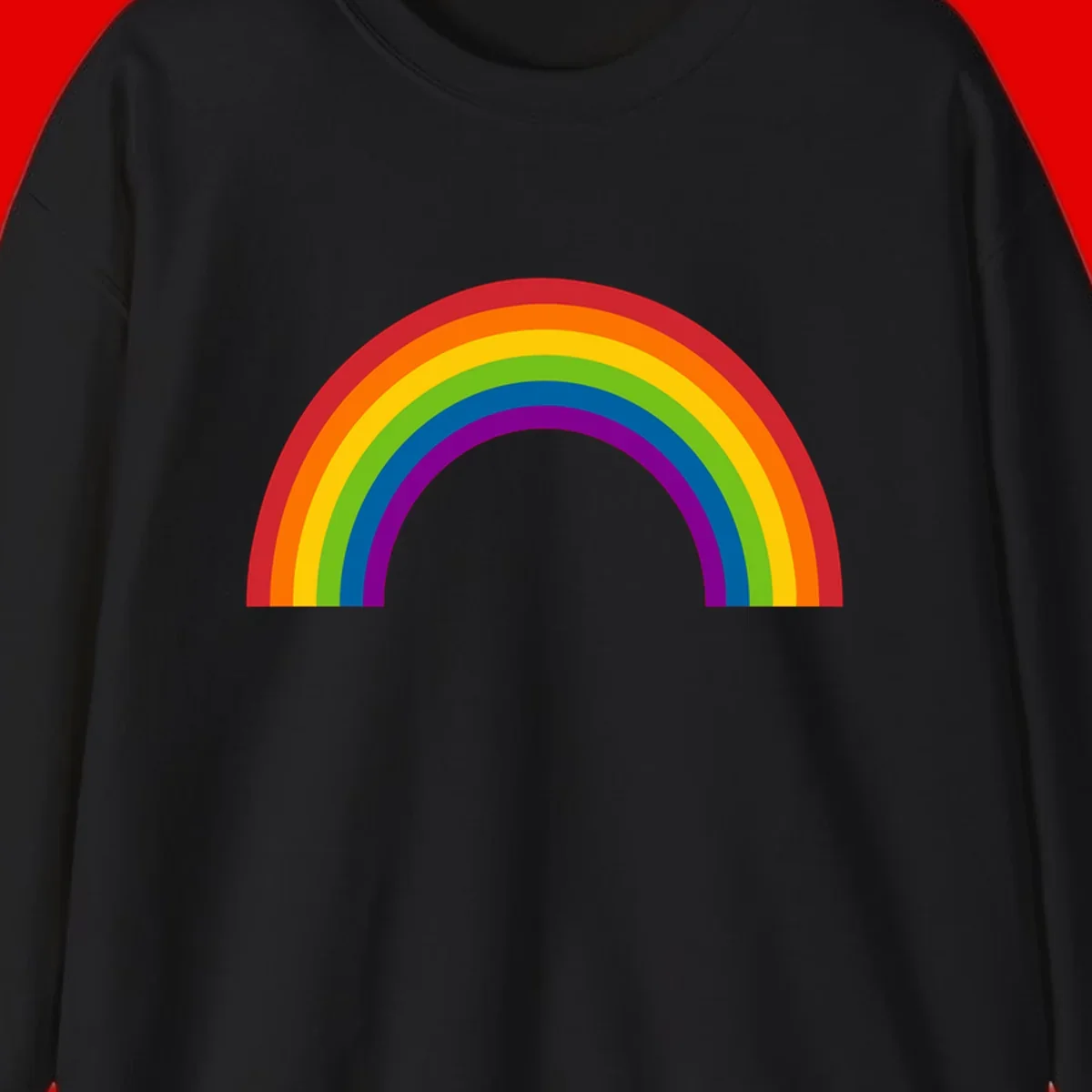 Classic pride rainbow arc with seven vibrant colored stripes in concentric semicircles