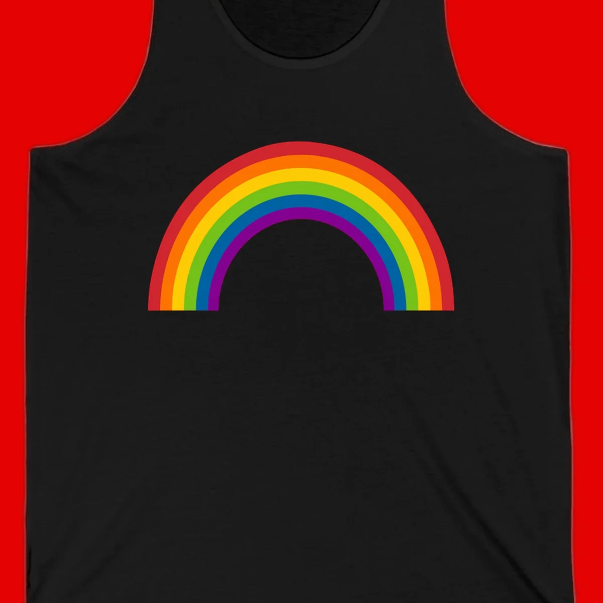 Classic pride rainbow arc with seven vibrant colored stripes in concentric semicircles