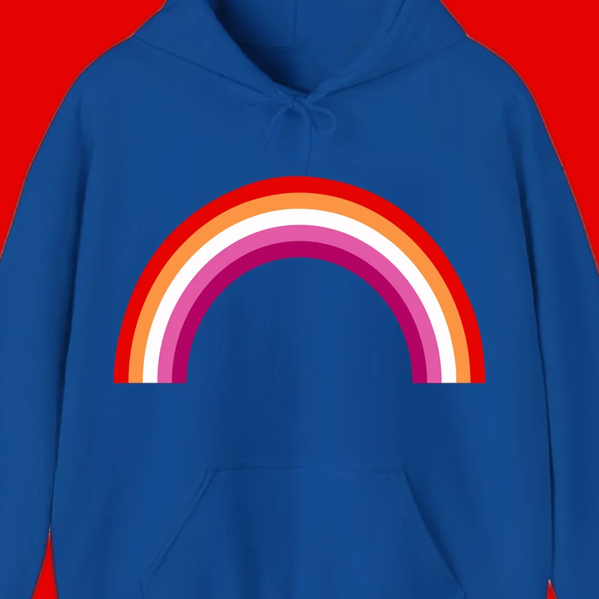 Modern pride rainbow arc with concentric curved stripes in red, orange, white, pink, and magenta colors