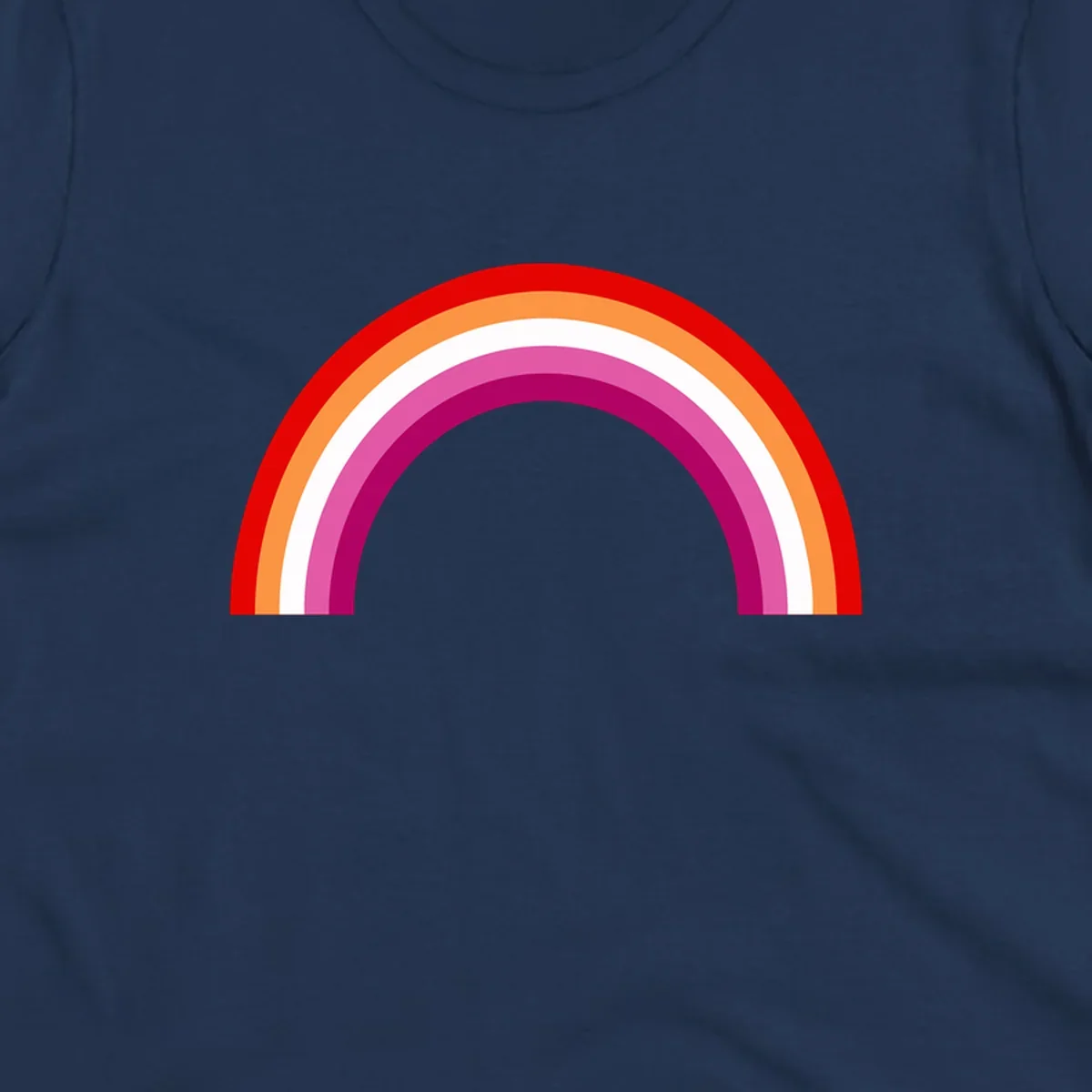 Modern pride rainbow arc with concentric curved stripes in red, orange, white, pink, and magenta colors