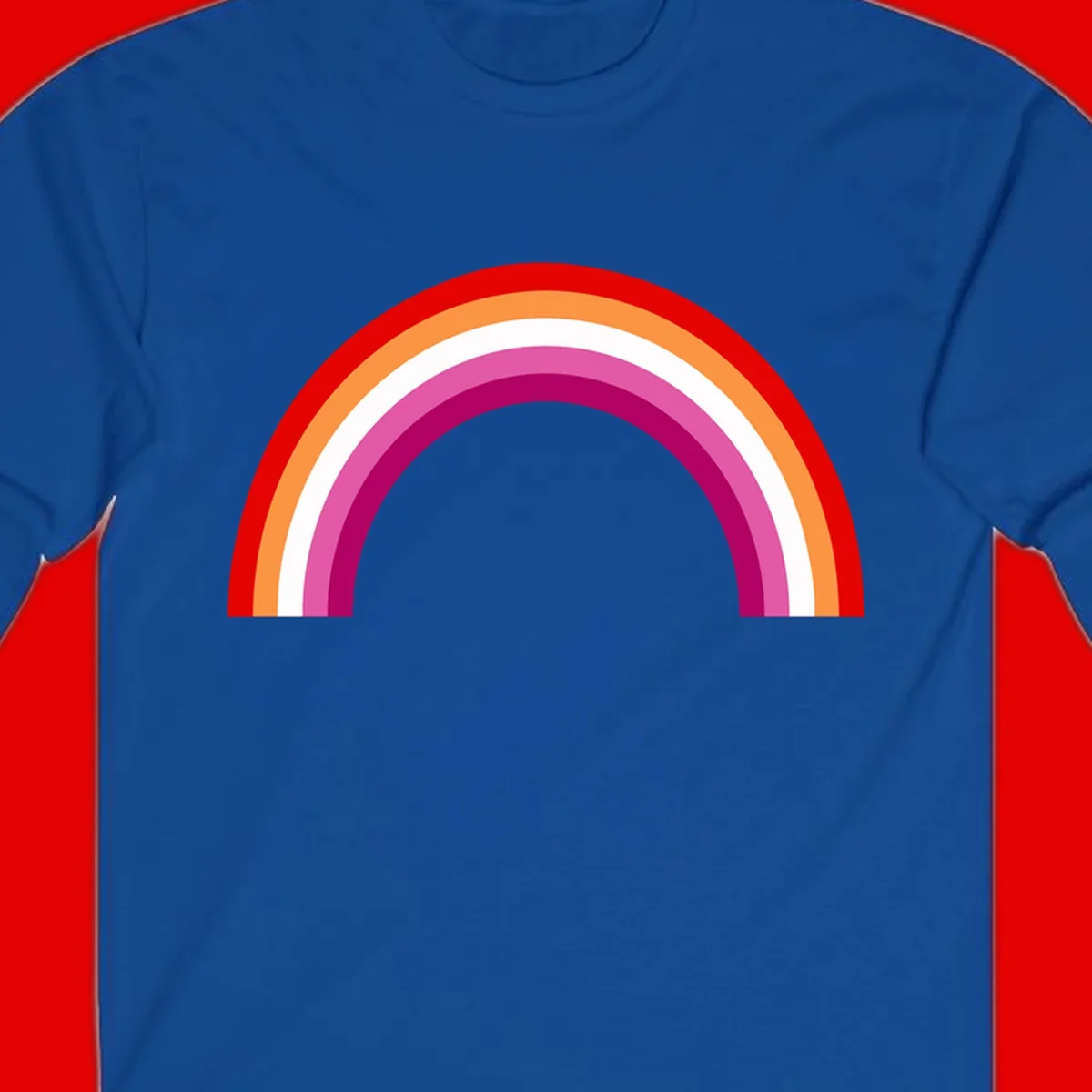 Modern pride rainbow arc with concentric curved stripes in red, orange, white, pink, and magenta colors
