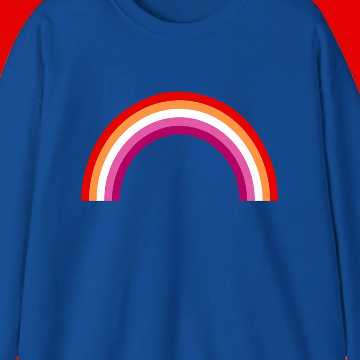 Modern pride rainbow arc with concentric curved stripes in red, orange, white, pink, and magenta colors