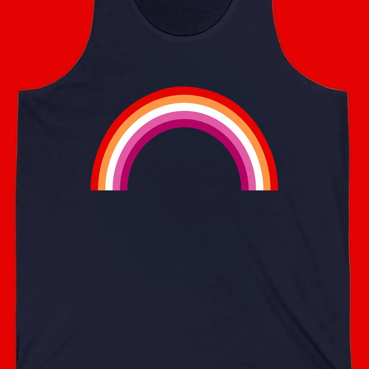 Modern pride rainbow arc with concentric curved stripes in red, orange, white, pink, and magenta colors