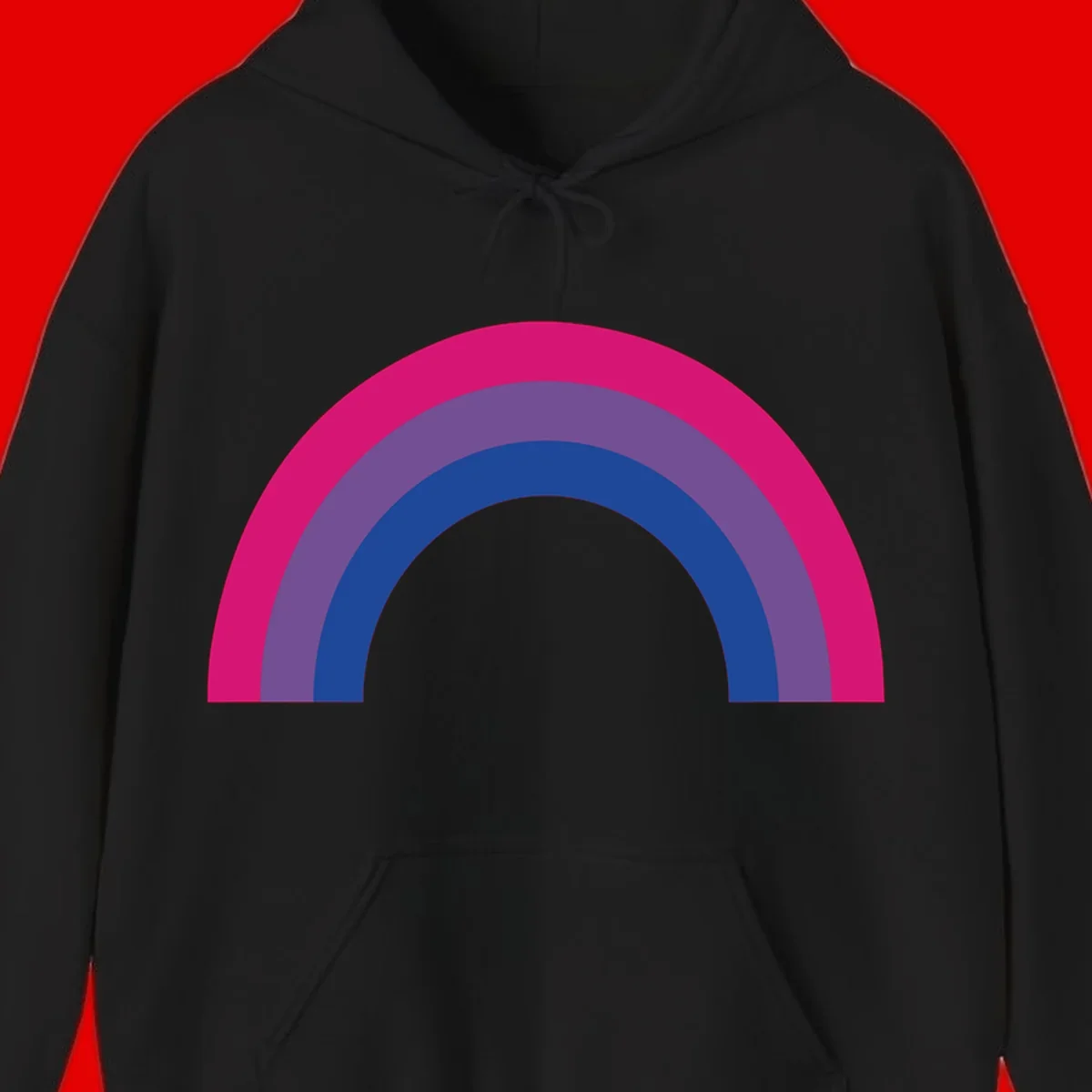 Concentric rainbow arcs design featuring nested magenta, purple, blue and gray semicircles in a modern geometric pattern