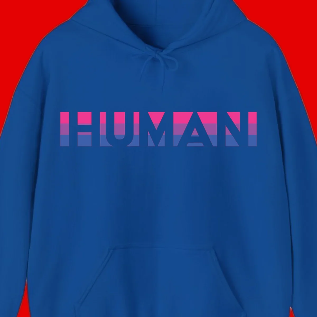 Human pride stripes design with magenta, purple, and blue horizontal color blocks spelling HUMAN text