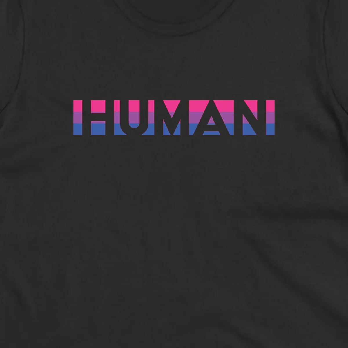 Human pride stripes design with magenta, purple, and blue horizontal color blocks spelling HUMAN text