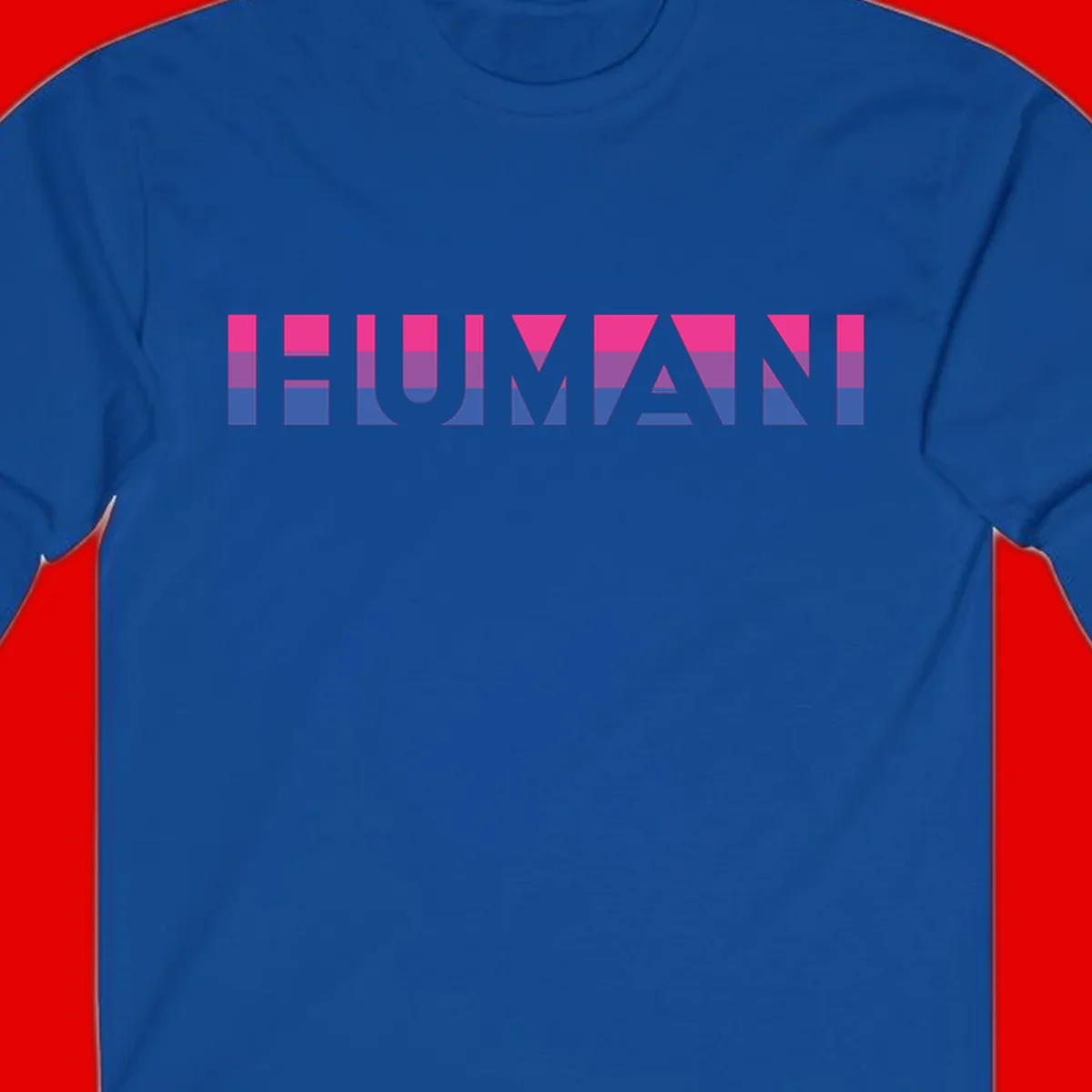 Human pride stripes design with magenta, purple, and blue horizontal color blocks spelling HUMAN text
