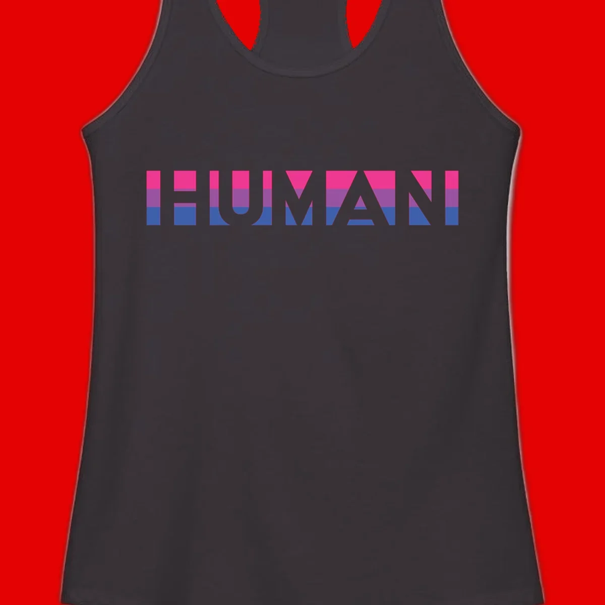 Human pride stripes design with magenta, purple, and blue horizontal color blocks spelling HUMAN text