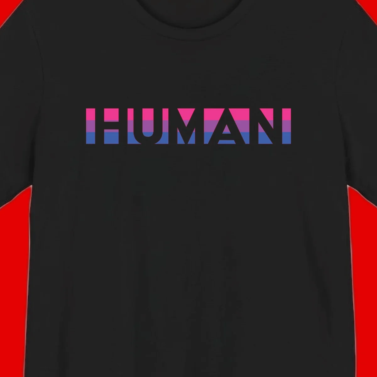 Human pride stripes design with magenta, purple, and blue horizontal color blocks spelling HUMAN text