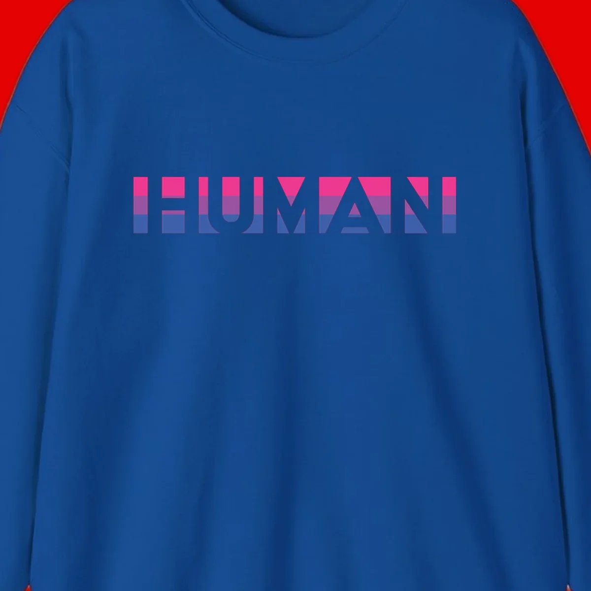 Human pride stripes design with magenta, purple, and blue horizontal color blocks spelling HUMAN text