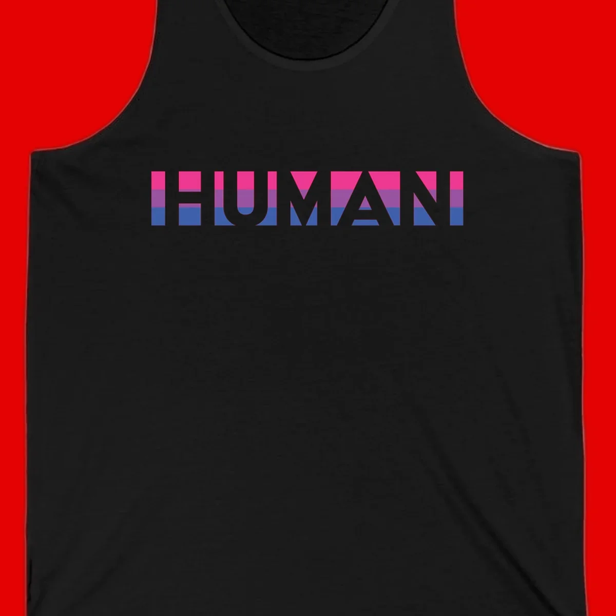 Human pride stripes design with magenta, purple, and blue horizontal color blocks spelling HUMAN text