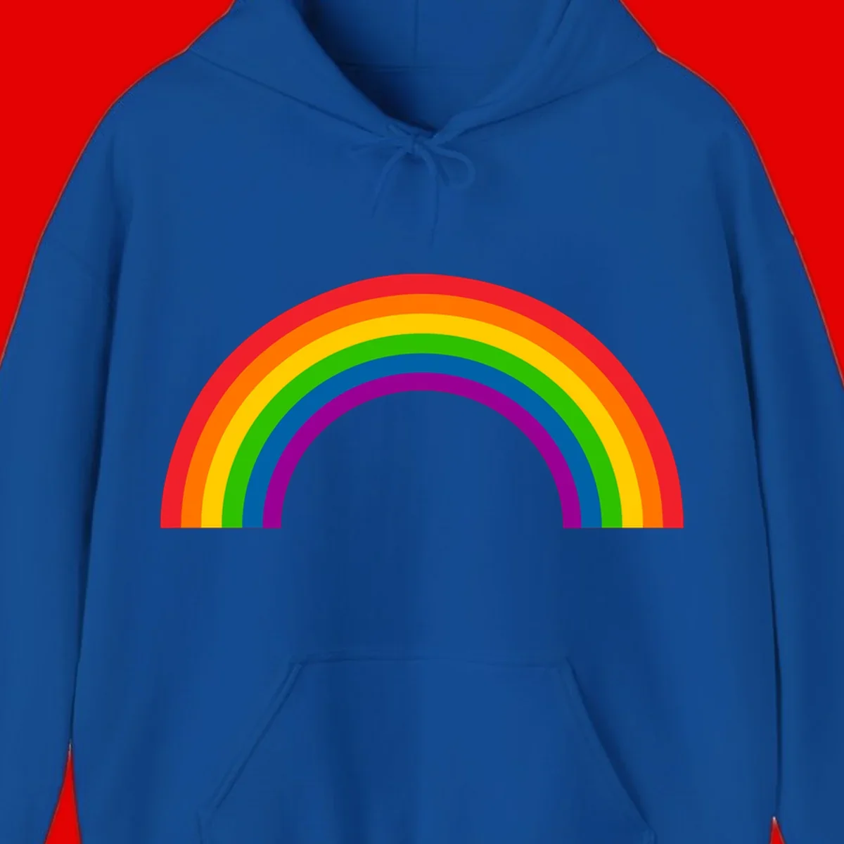 Rainbow pride arc with seven concentric colored stripes in red, orange, yellow, green, blue, purple, and magenta forming a semicircle against gray background