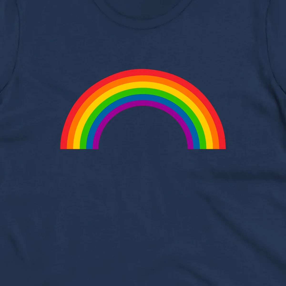Rainbow pride arc with seven concentric colored stripes in red, orange, yellow, green, blue, purple, and magenta forming a semicircle against gray background