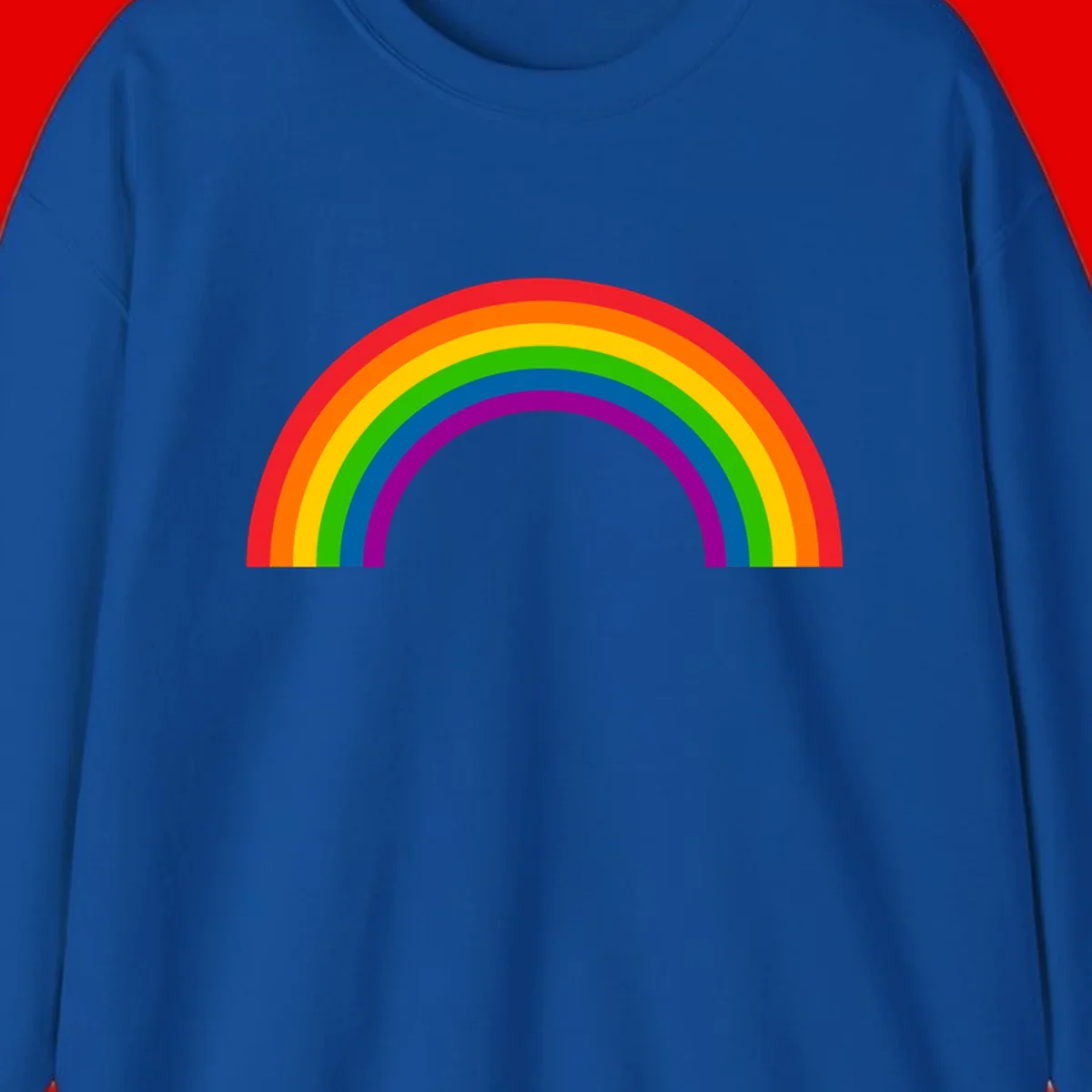 Rainbow pride arc with seven concentric colored stripes in red, orange, yellow, green, blue, purple, and magenta forming a semicircle against gray background