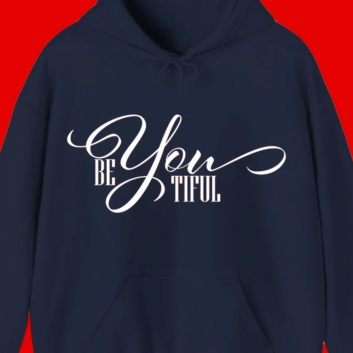 Elegant white typography reading 'BE YOU THRILL' with decorative script and serif lettering on gray background