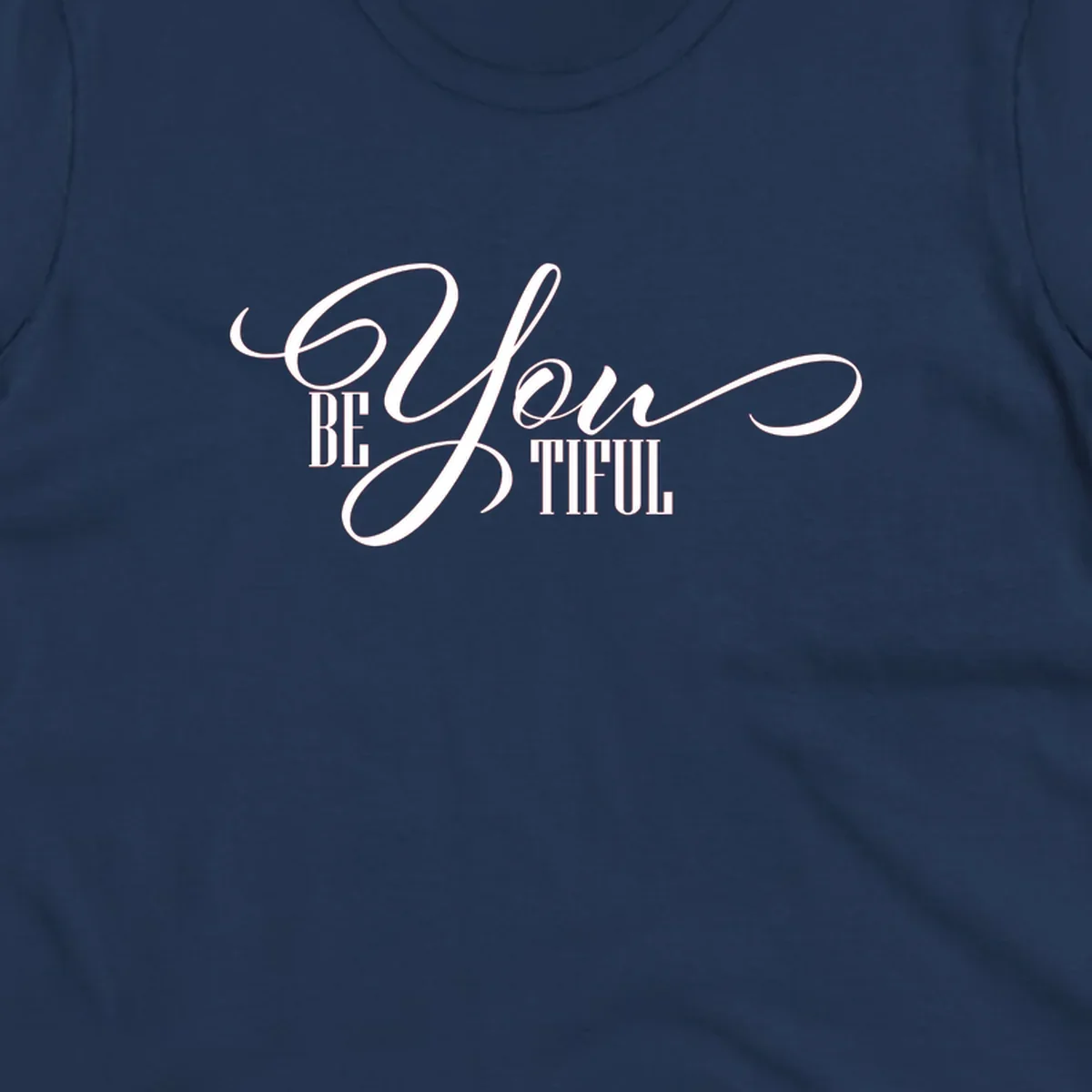 Elegant white typography reading 'BE YOU THRILL' with decorative script and serif lettering on gray background