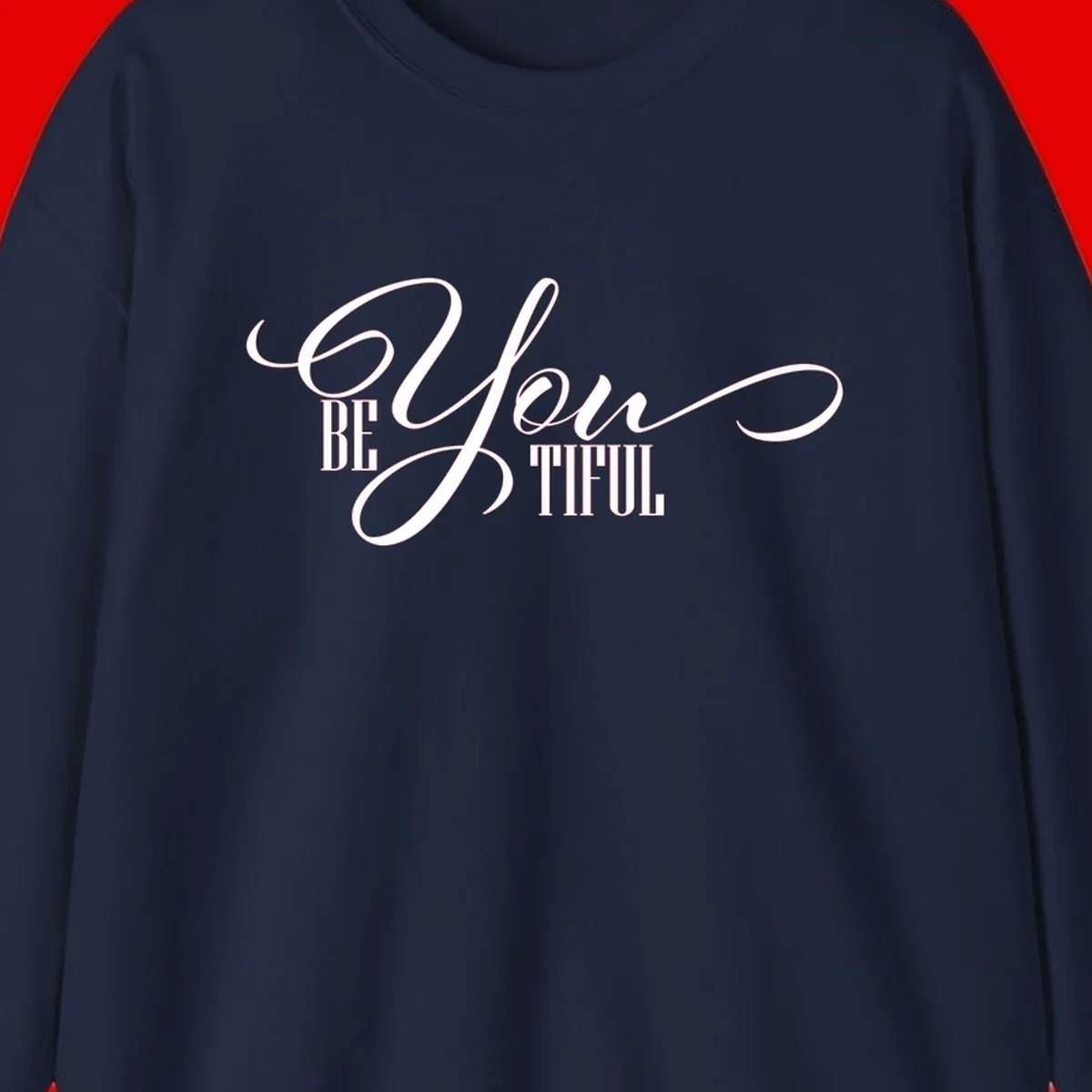 Elegant white typography reading 'BE YOU THRILL' with decorative script and serif lettering on gray background