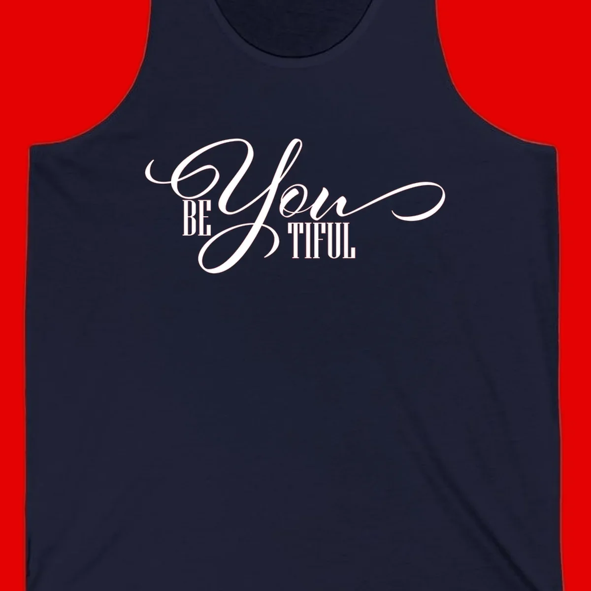 Elegant white typography reading 'BE YOU THRILL' with decorative script and serif lettering on gray background