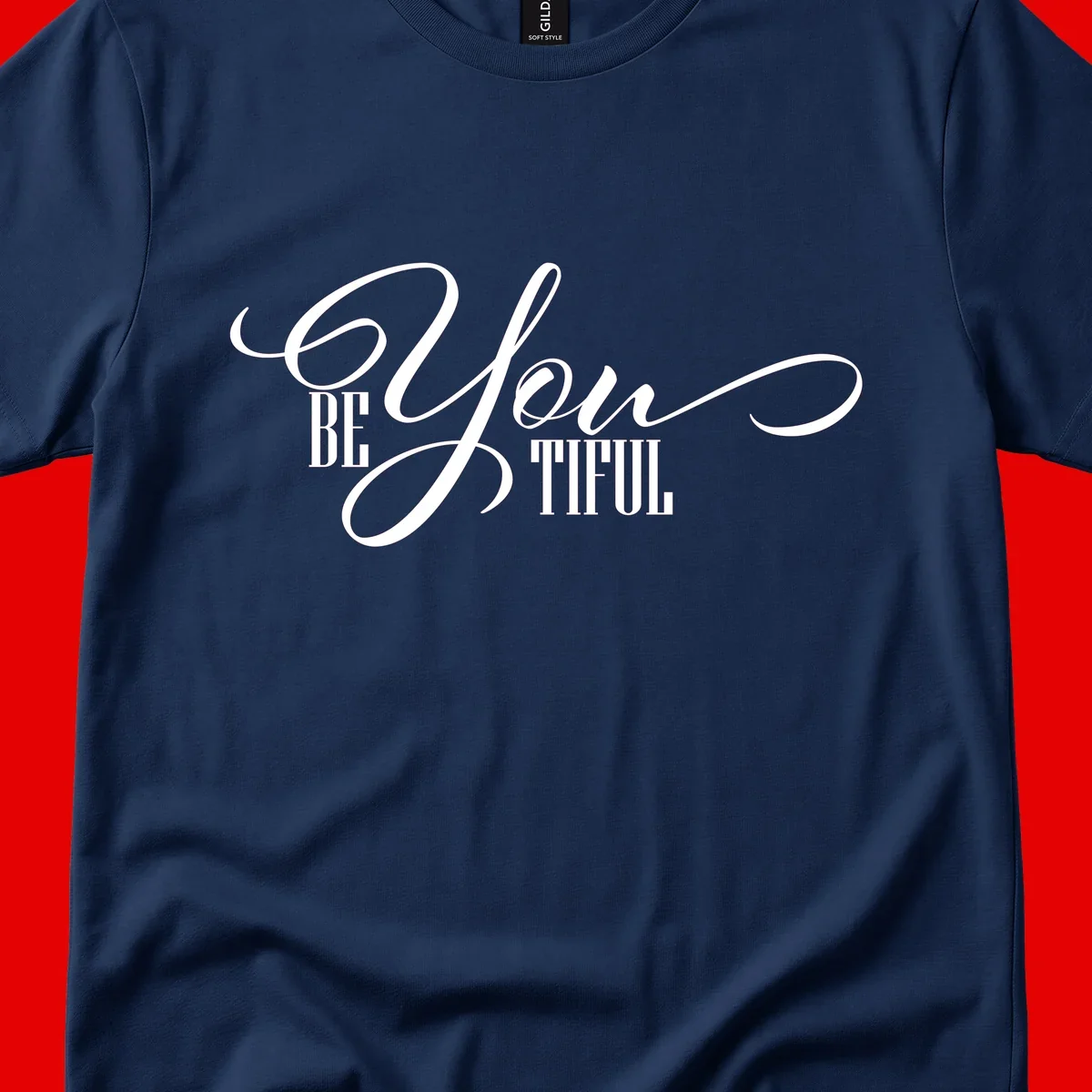 Elegant white typography reading 'BE YOU THRILL' with decorative script and serif lettering on gray background