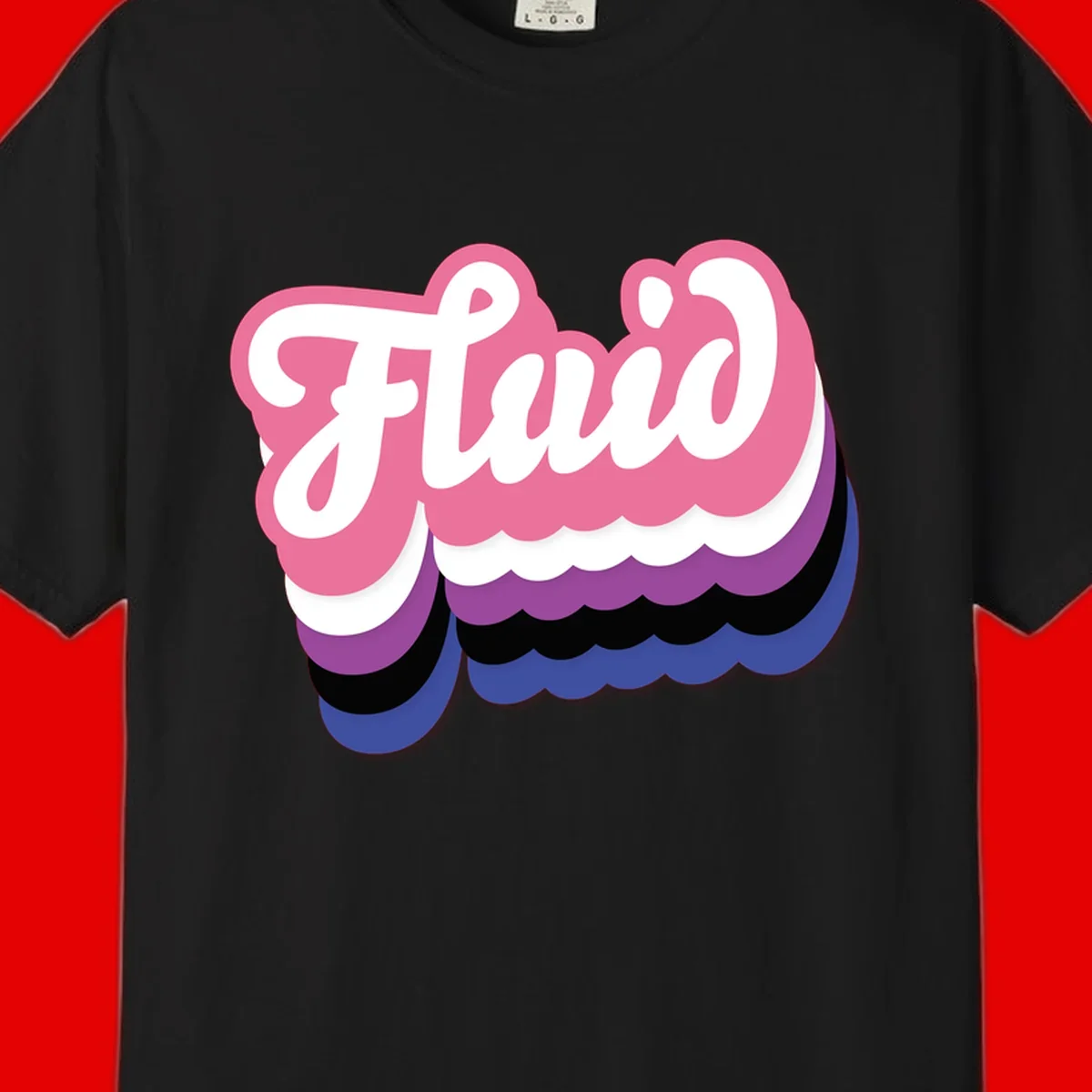 Slay pride clouds design: white script text 'Slay' layered over multicolored scalloped cloud shapes in pink, purple, black, and blue gradient