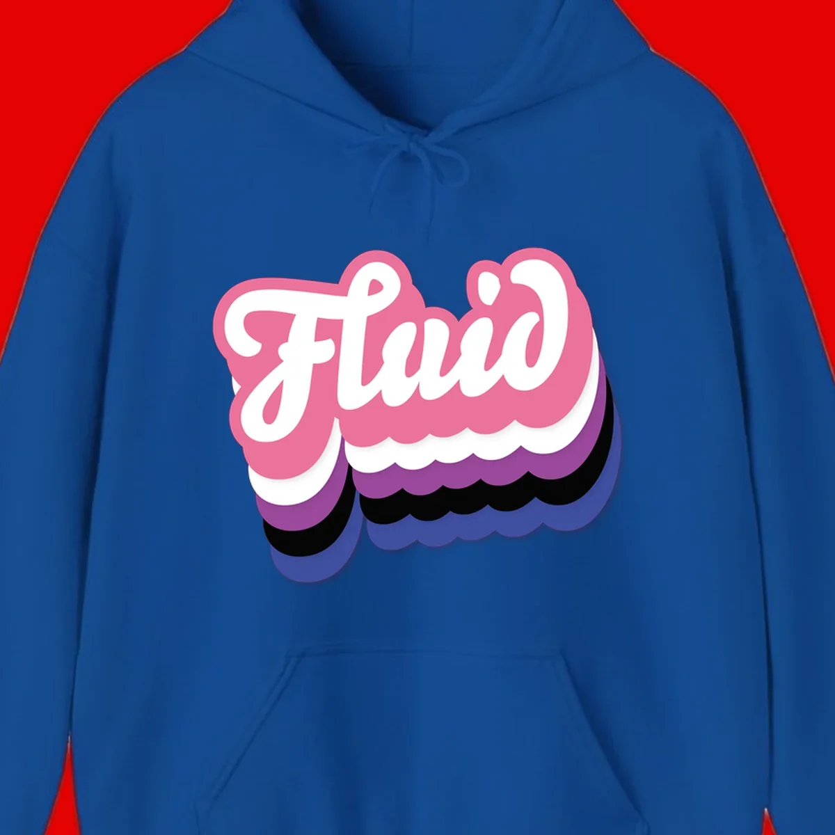 Slay pride clouds design: white script text 'Slay' layered over multicolored scalloped cloud shapes in pink, purple, black, and blue gradient