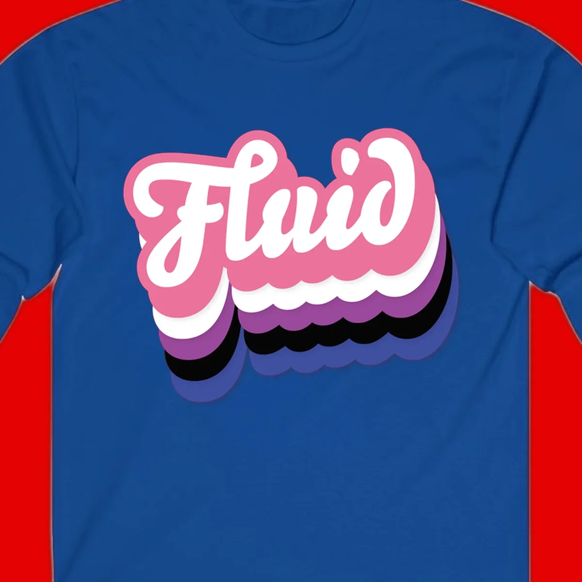 Slay pride clouds design: white script text 'Slay' layered over multicolored scalloped cloud shapes in pink, purple, black, and blue gradient