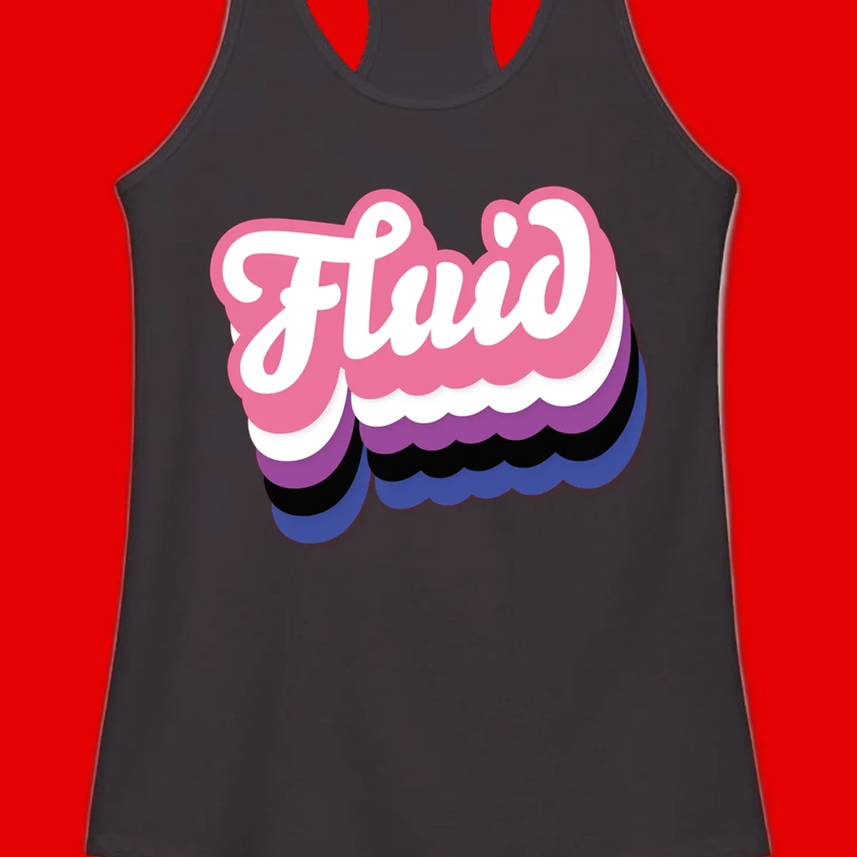 Slay pride clouds design: white script text 'Slay' layered over multicolored scalloped cloud shapes in pink, purple, black, and blue gradient