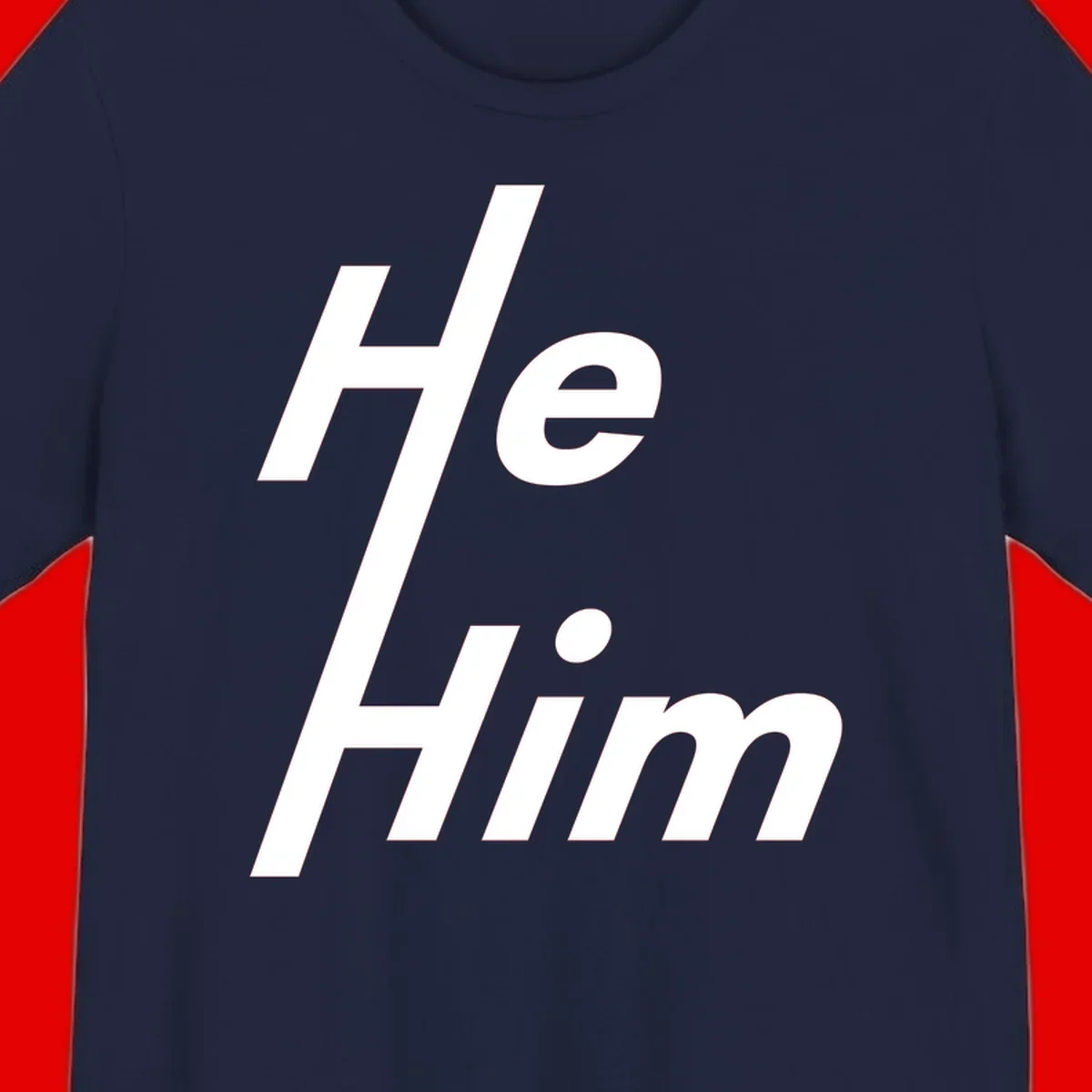 Minimalist design with hashtag symbol and 'e.Him' text in white on gray background, promoting he/him pronoun visibility and pride