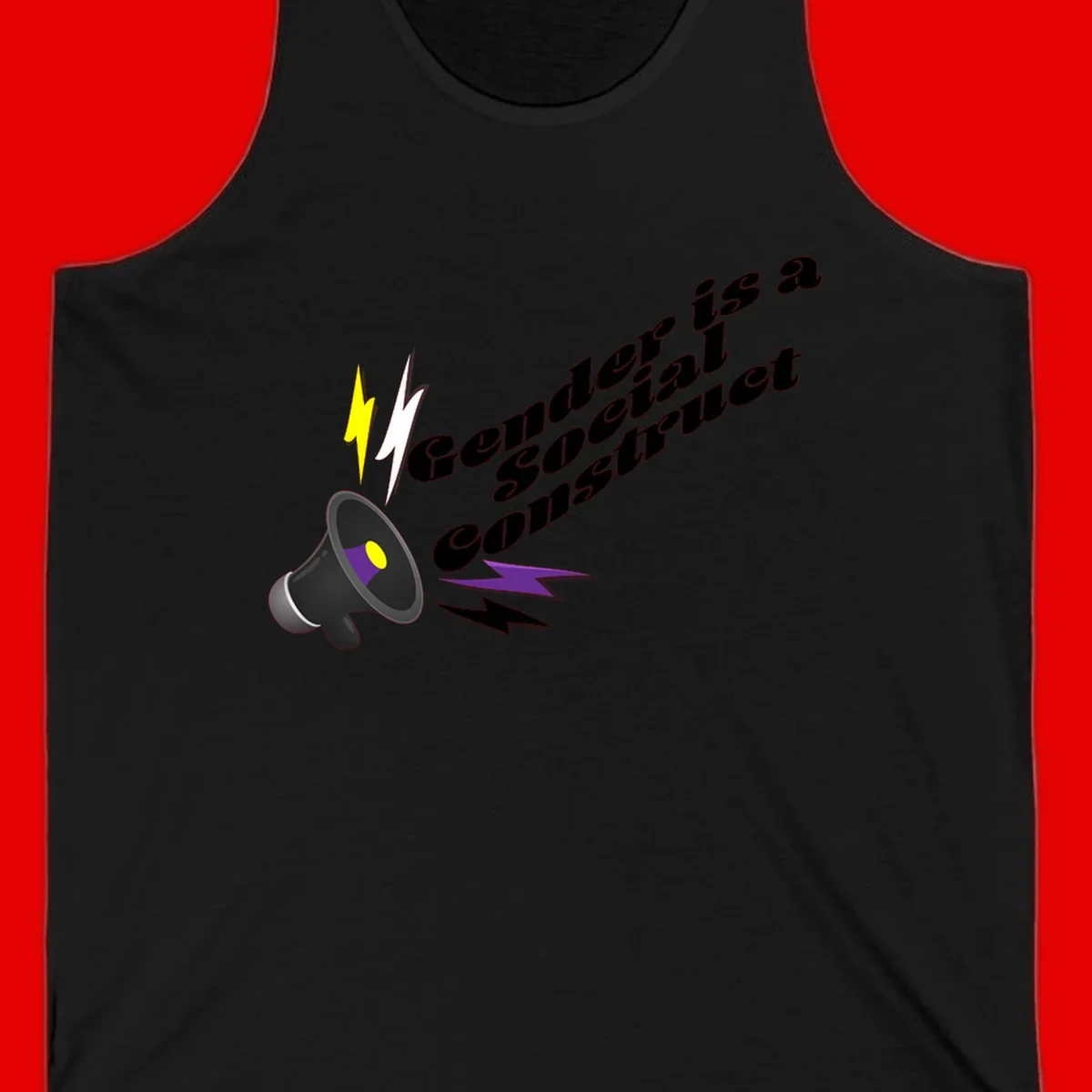 Megaphone with yellow and purple sound waves and lightning bolts next to text reading 'Comedian Special Announcement' in italicized black lettering on gray background