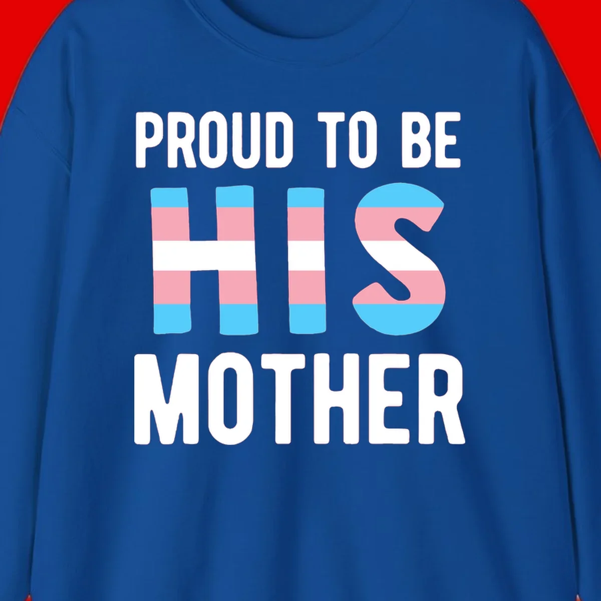 Proud trans mother design with blue, pink, and white striped cylinders and letter S featuring trans pride flag colors