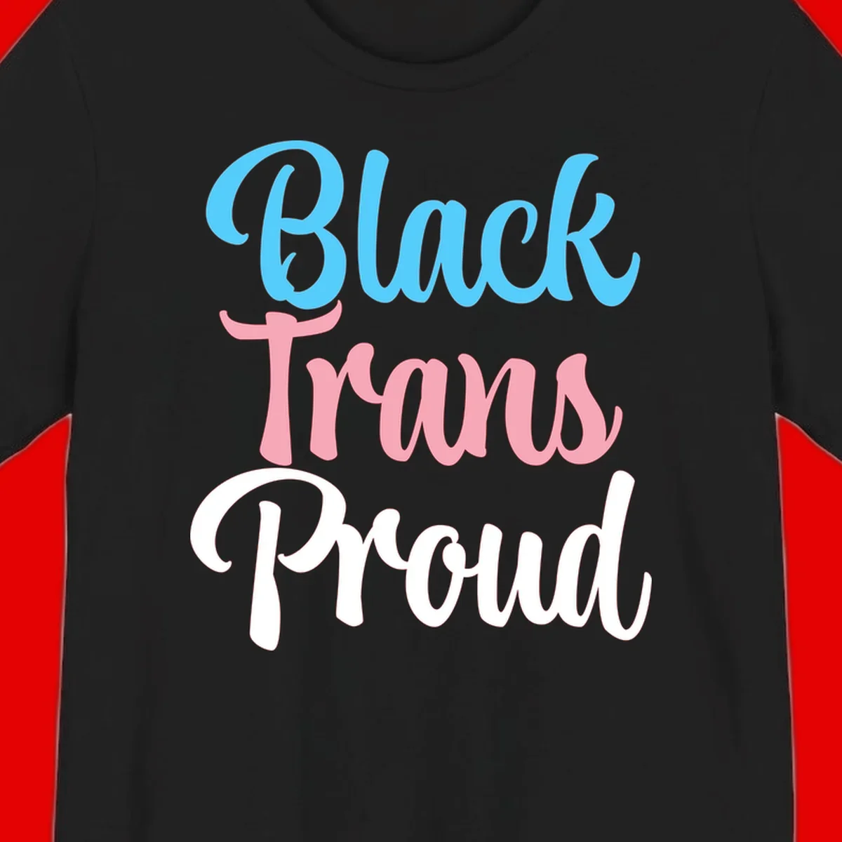Block Tram Squad design with stacked text in cyan, pink, and white on gray background