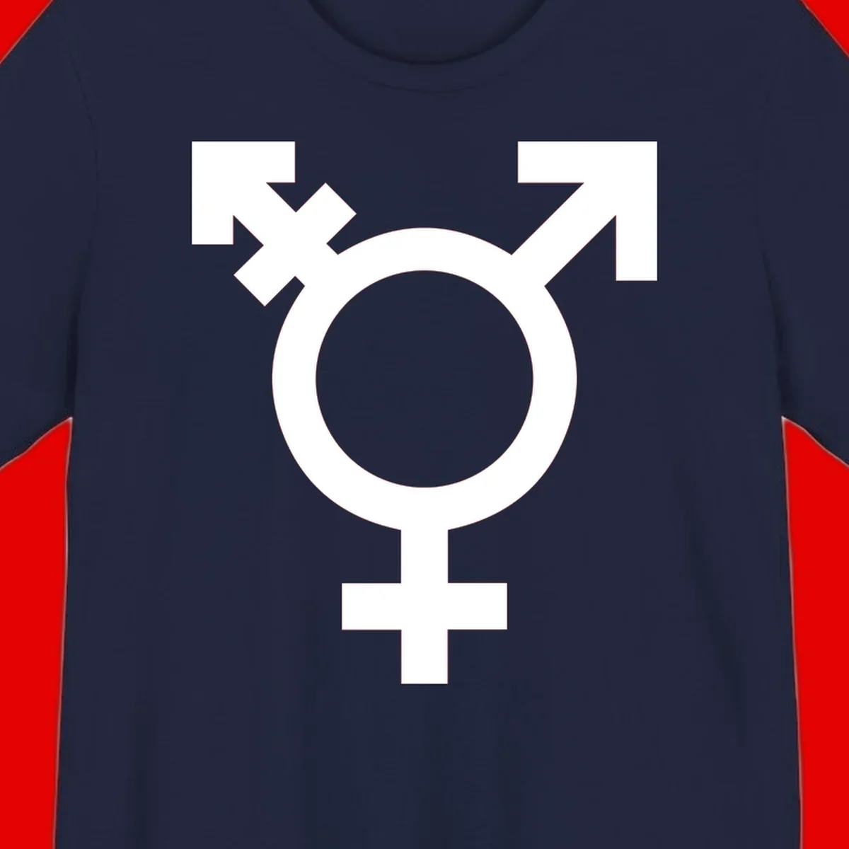 White transgender pride symbol featuring a circle with cross on gray background, representing trans identity and LGBTQ pride