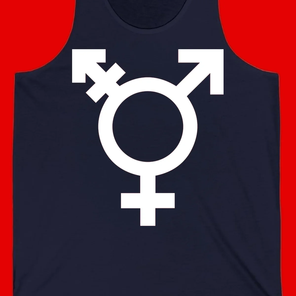 White transgender pride symbol featuring a circle with cross on gray background, representing trans identity and LGBTQ pride