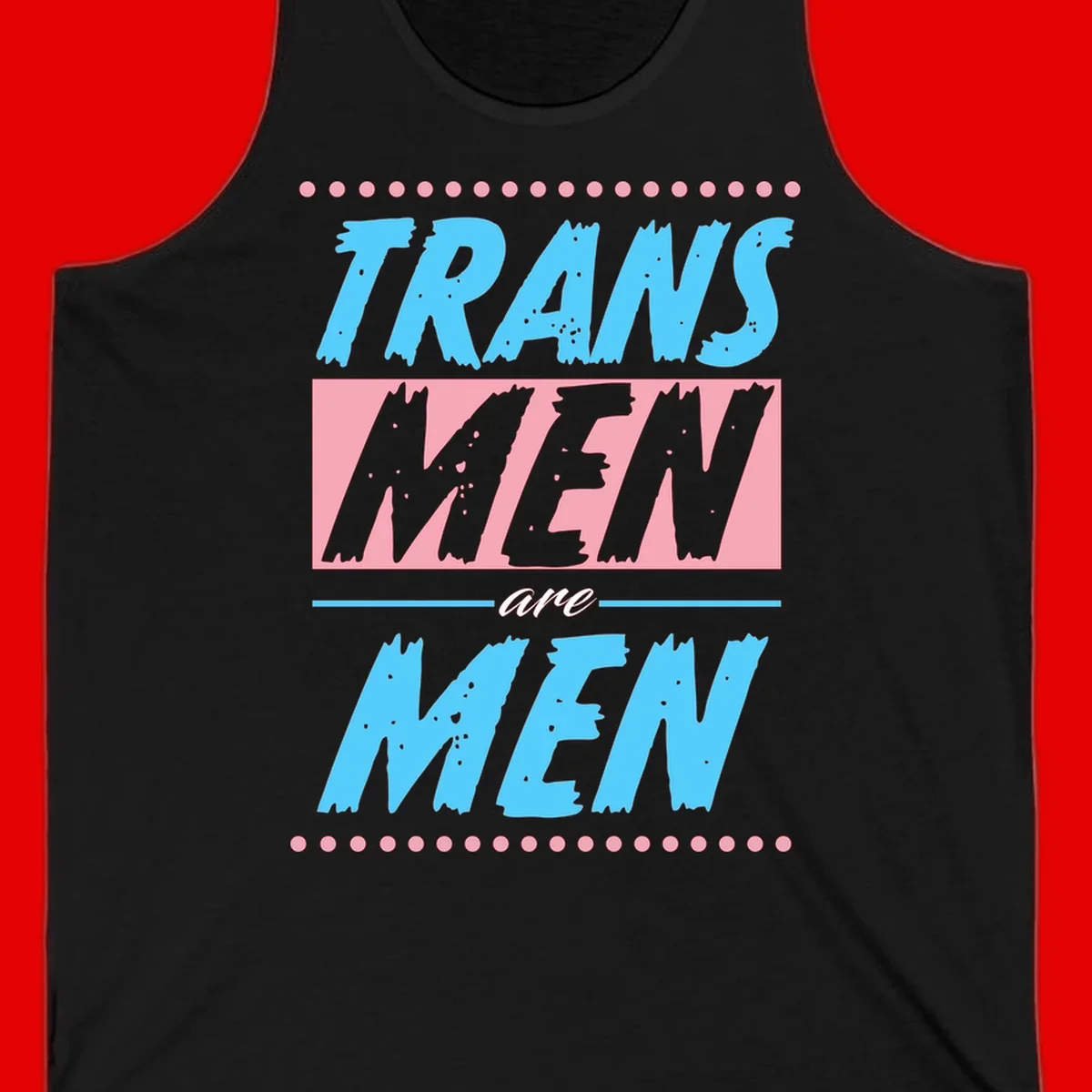 Grunge-style graphic with 'Trains New Men Are Men New' text in blue and gray with pink banner, decorated with dots border