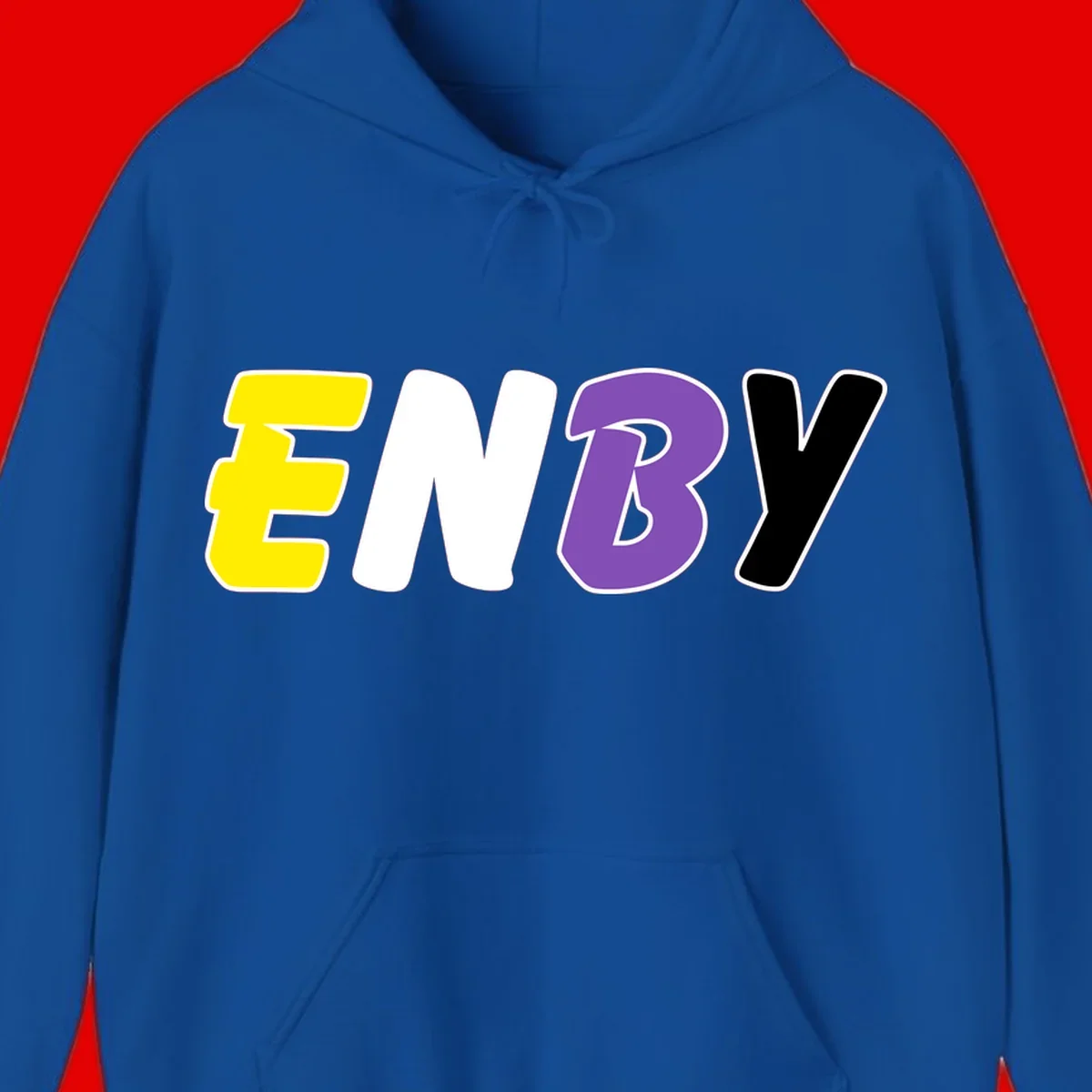 Colorful enjoy-three-seven-pride design with bold yellow, white, purple, and black letters on gray background