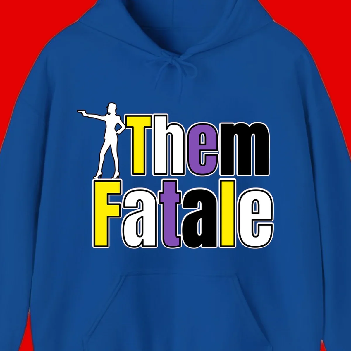 The gym fatalig design with silhouetted figure in power pose and colorful bold text