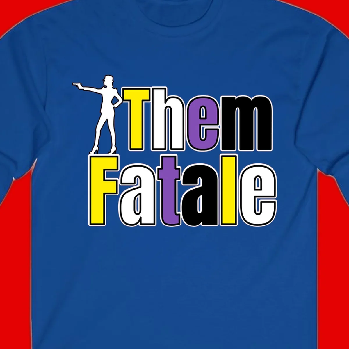 The gym fatalig design with silhouetted figure in power pose and colorful bold text