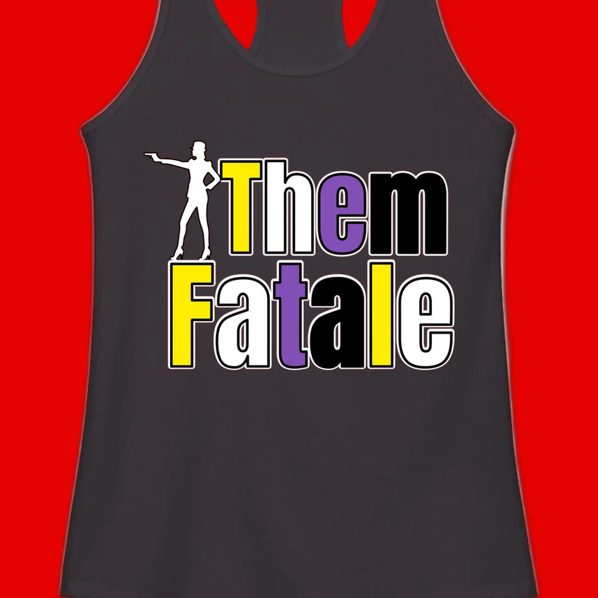 The gym fatalig design with silhouetted figure in power pose and colorful bold text