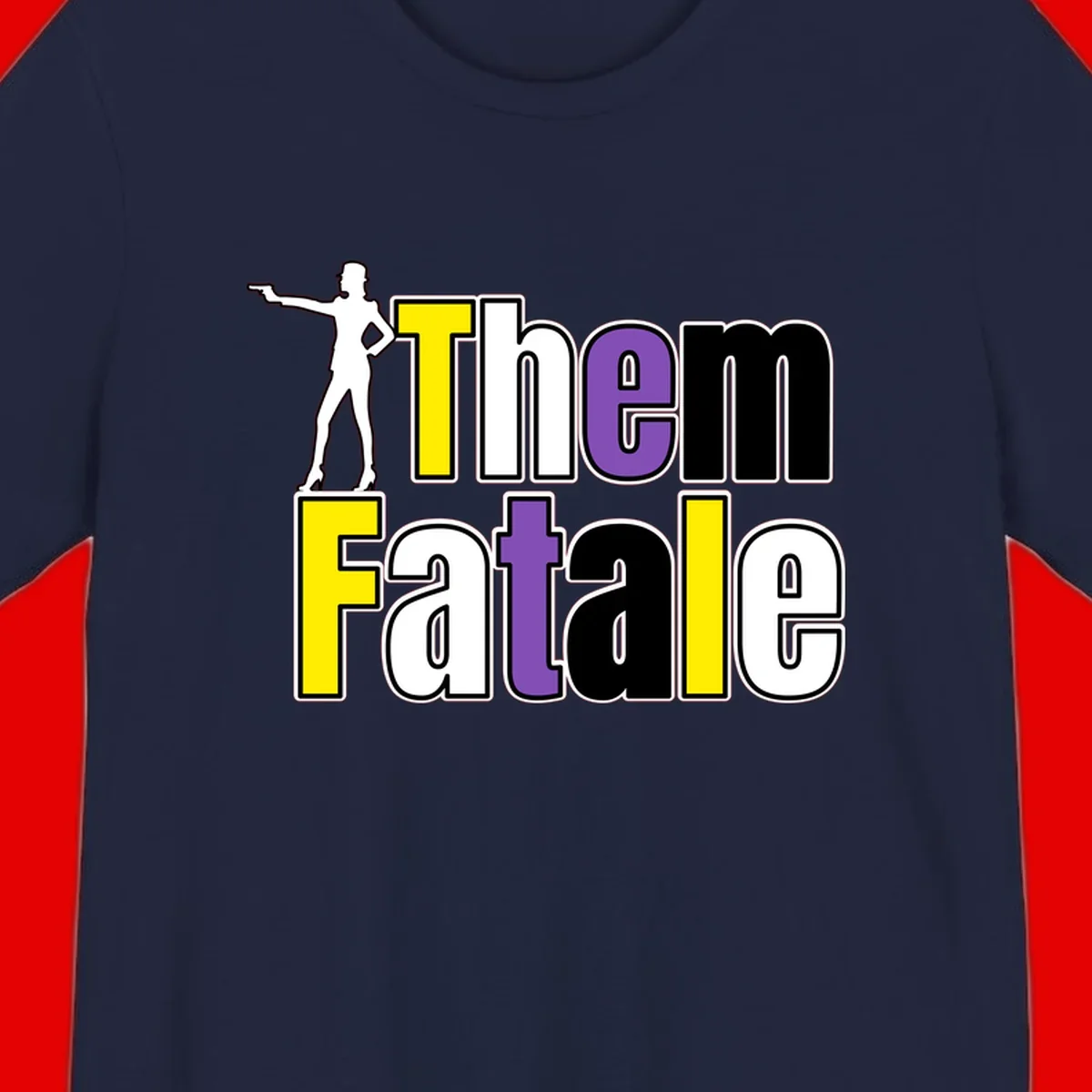 The gym fatalig design with silhouetted figure in power pose and colorful bold text