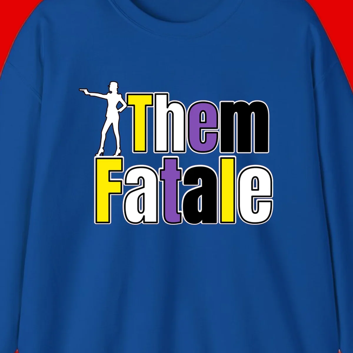 The gym fatalig design with silhouetted figure in power pose and colorful bold text
