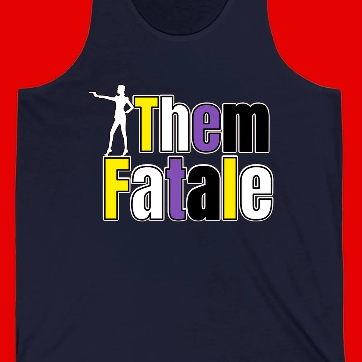 The gym fatalig design with silhouetted figure in power pose and colorful bold text