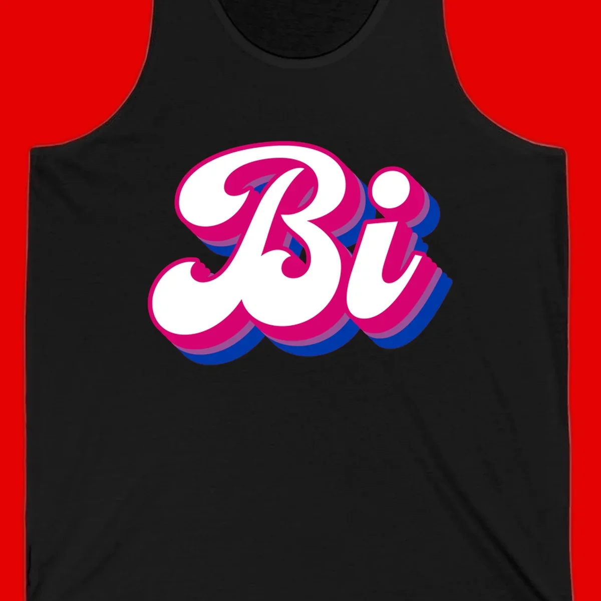 Bold pride dimensional letters design with hot pink, navy blue, and purple 3D layered typography effect