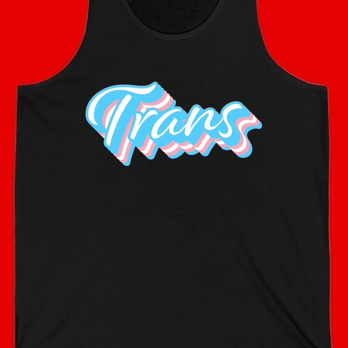 Waves pride flow design featuring white cursive text with layered pink and blue wavy patterns on a gray background