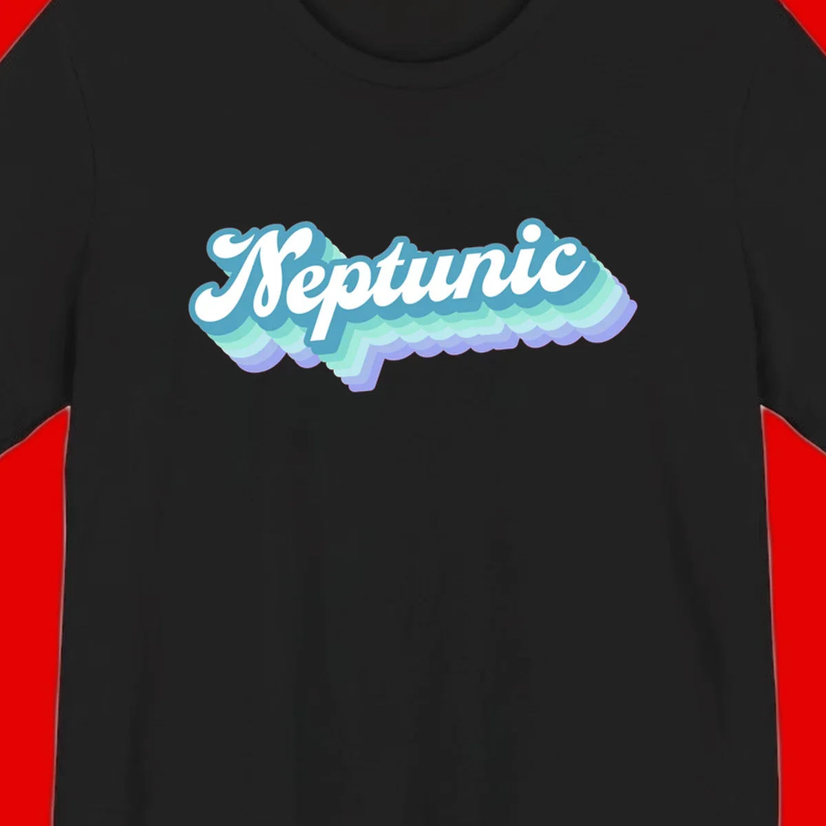 Neptune cloud dreamy design featuring white cursive text over layered teal, cyan, and purple scalloped cloud shapes with gradient background